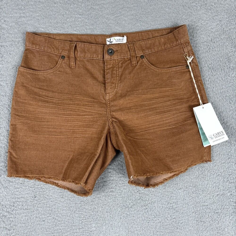 NWT Carve Designs Corduroy Oahu 6” Shorts Saddle Size 02